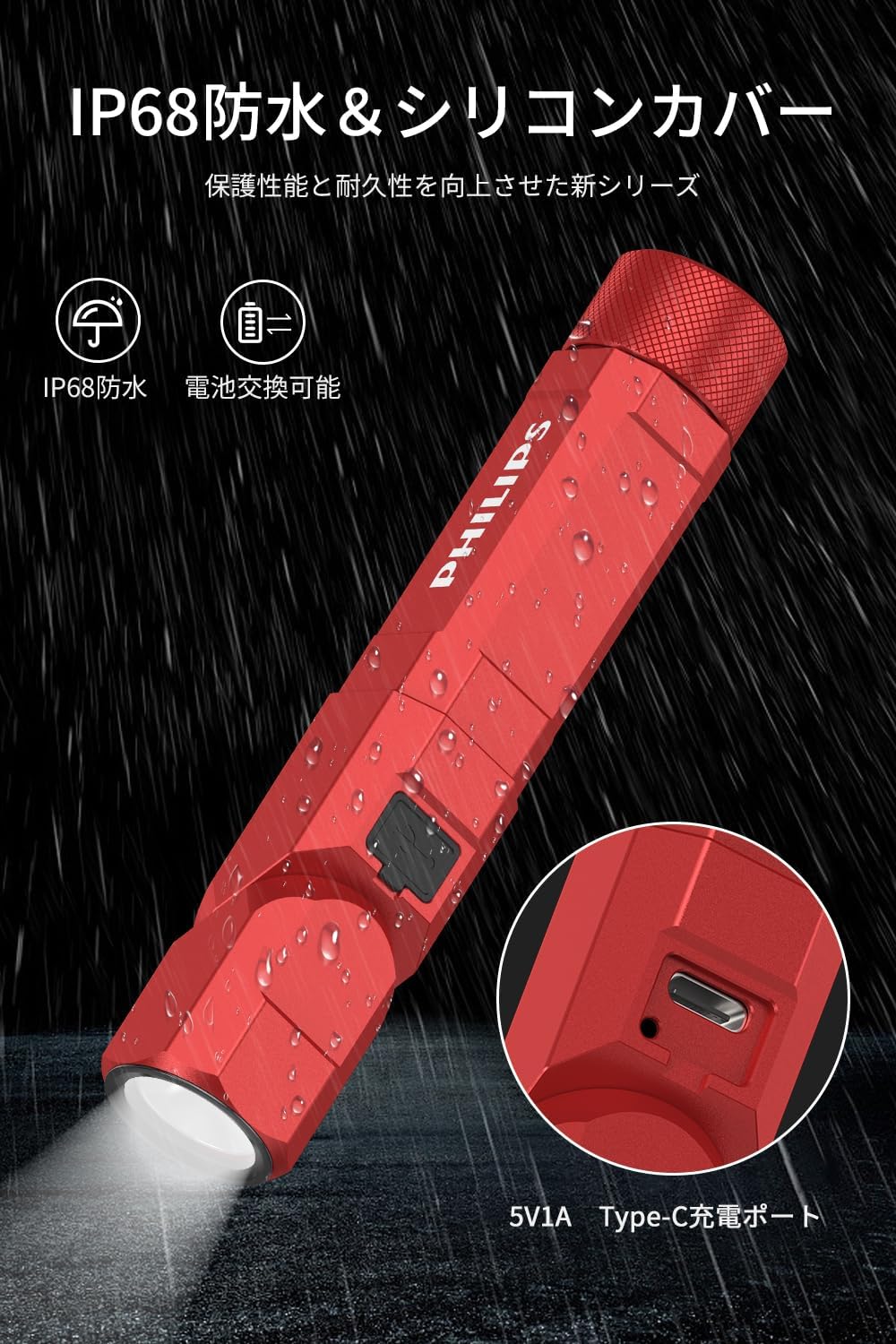 Flashlight, 1000 Lumens, High Brightness Type-C Rechargeable