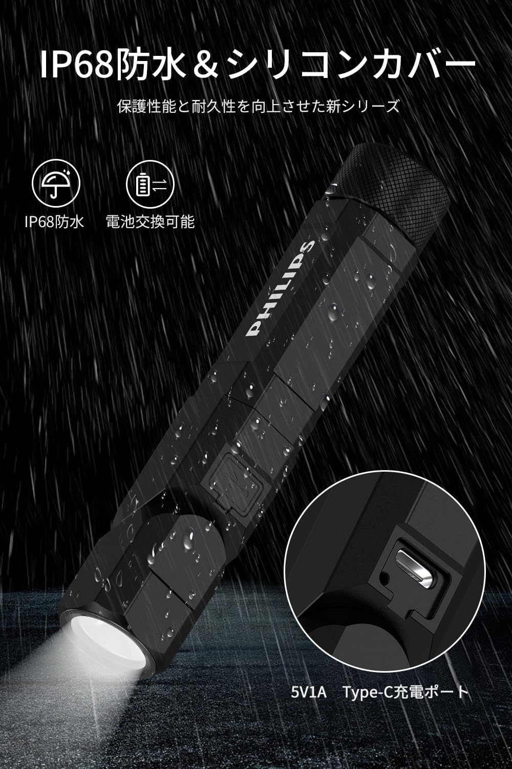 Flashlight, 1000 Lumens, High Brightness Type-C Rechargeable